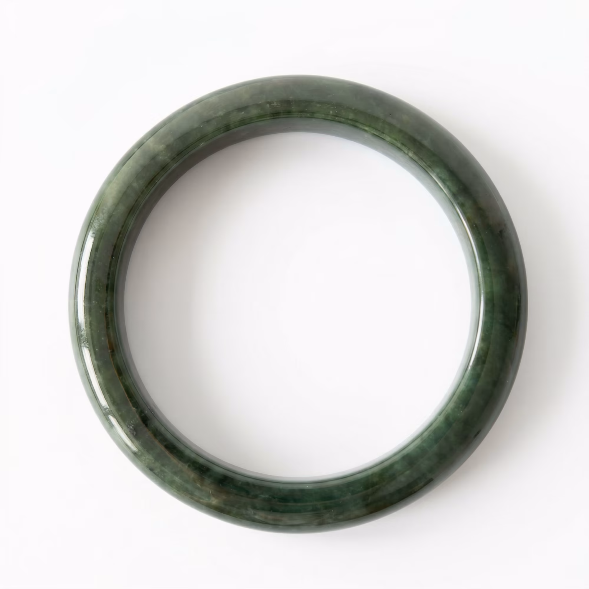 53mm 墨翠飘花翡翠圆条手镯 | 缅甸A货