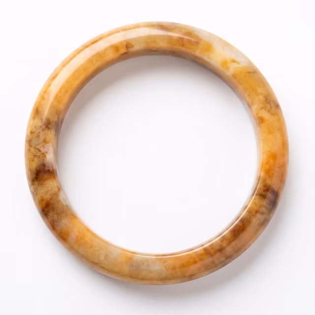 60mm 天然黄翡圆条手镯 - 温润糯冰种