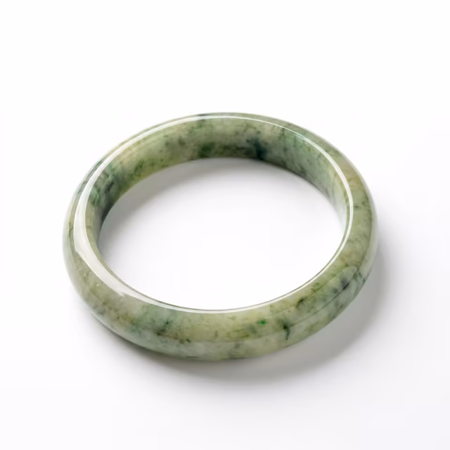 59mm 雅致绿飘花翡翠手镯 - 糯冰种圆条手环 view 3