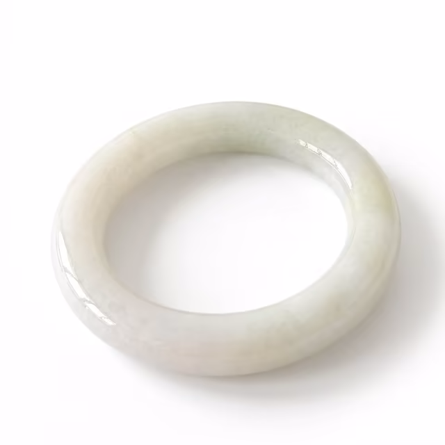 52mm 冰糯晴水白翡翠圆条手镯 - 缅甸A货玉镯 view 2