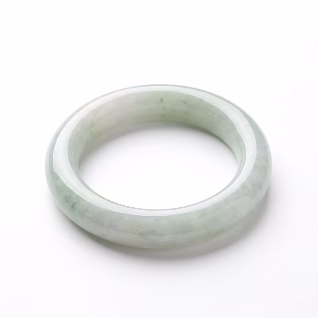 52mm 冰糯晴水白翡翠圆条手镯 - 缅甸A货玉镯 view 3