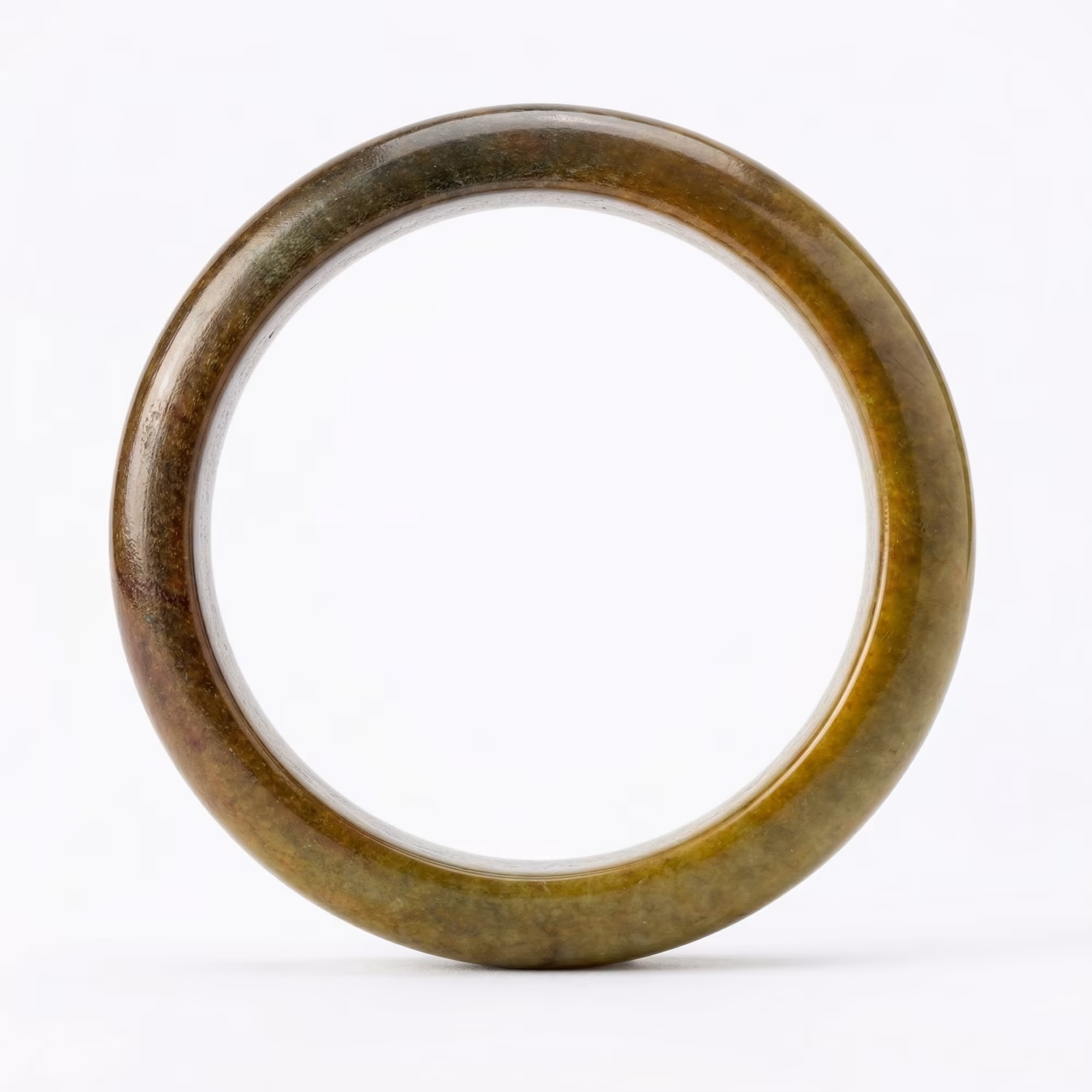 53mm 天然温润大地绿翡翠平安镯 - 岁月静好