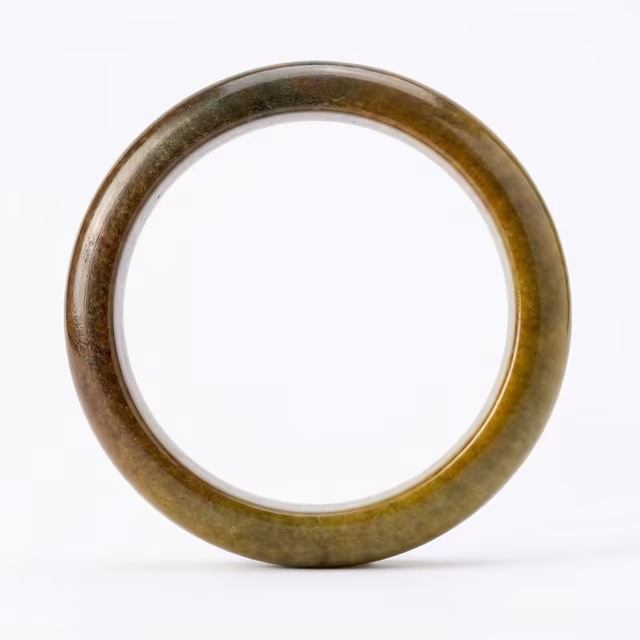 53mm 天然温润大地绿翡翠平安镯 - 岁月静好