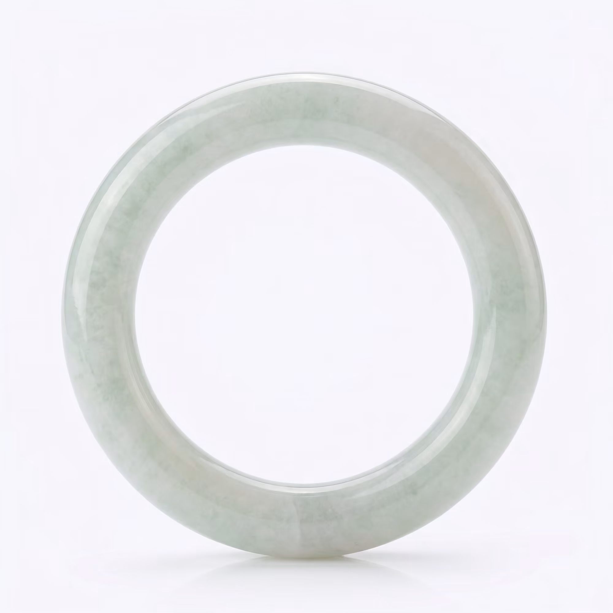 55mm 冰种白翡圆条手镯 - 缅甸天然A货