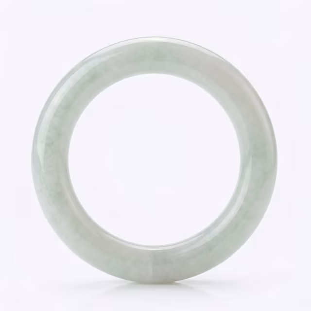 55mm 冰种白翡圆条手镯 - 缅甸天然A货