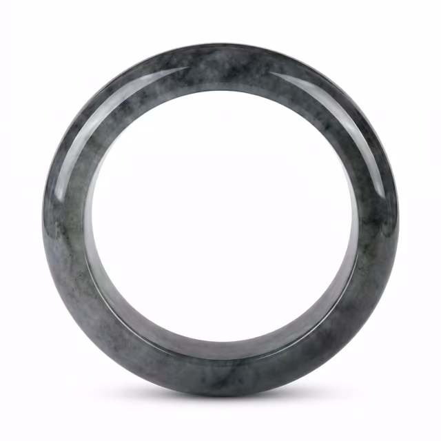 58mm 墨翠圆条手镯 - 经典韵味，护佑平安