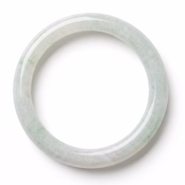 Variant: small 55mm 冰透白底青翡翠手镯 - 温润雅致 圆条经典 缅甸A货