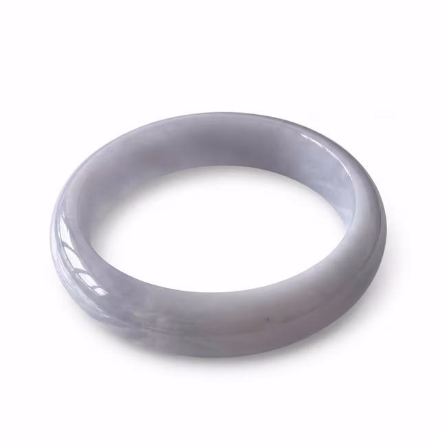 57mm 静谧薰衣草色冰种翡翠手镯 - 经典圆条缅甸玉环 view 2