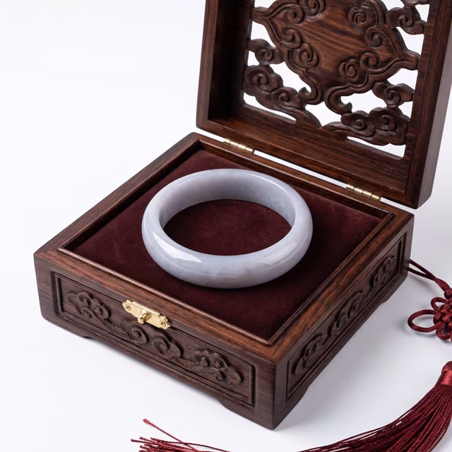 57mm 静谧薰衣草色冰种翡翠手镯 - 经典圆条缅甸玉环 view 7