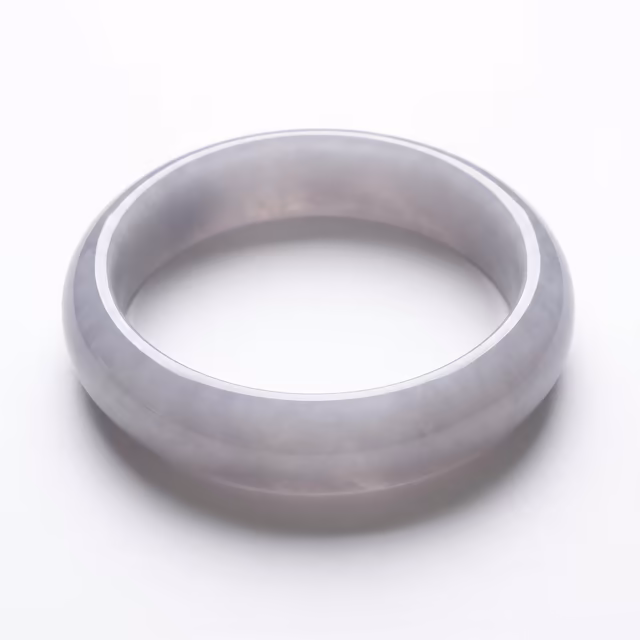 57mm 静谧薰衣草色冰种翡翠手镯 - 经典圆条缅甸玉环 view 3