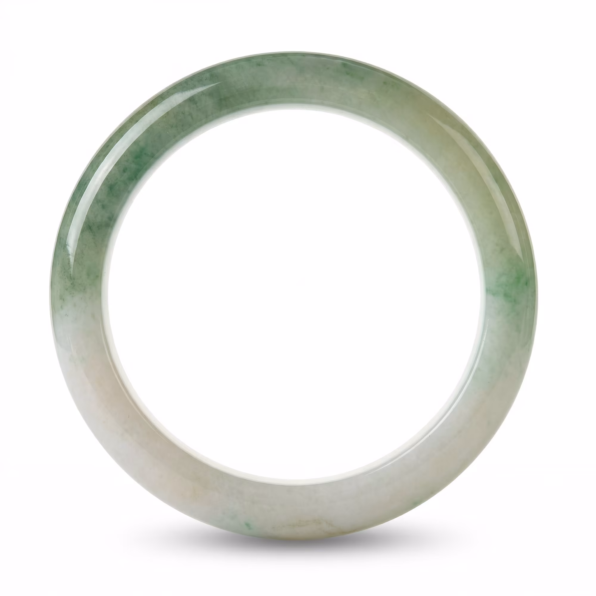 59mm 冰润晴水飘绿翡翠手镯 - 缅甸A货正圈玉镯