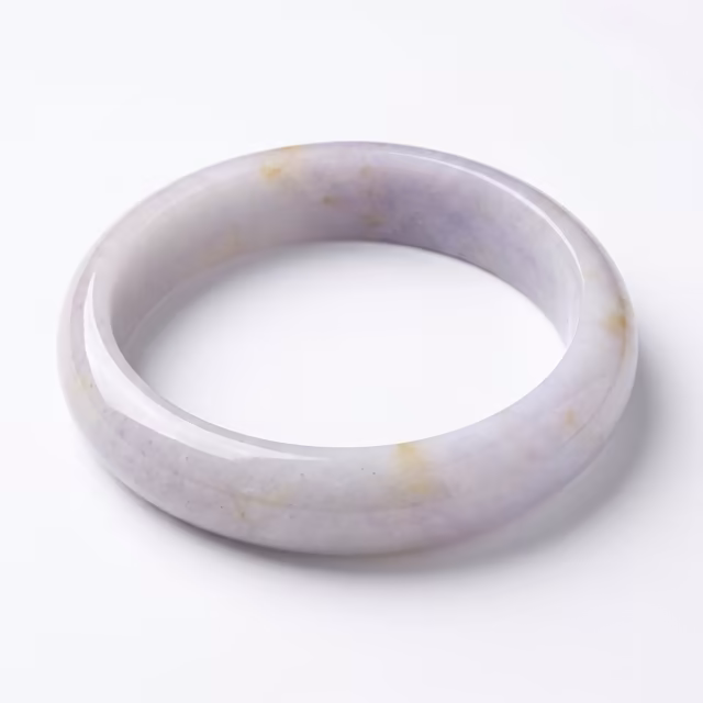 58mm 冰润紫罗兰翡翠圆镯 - 雅致金光，经典传承 view 2