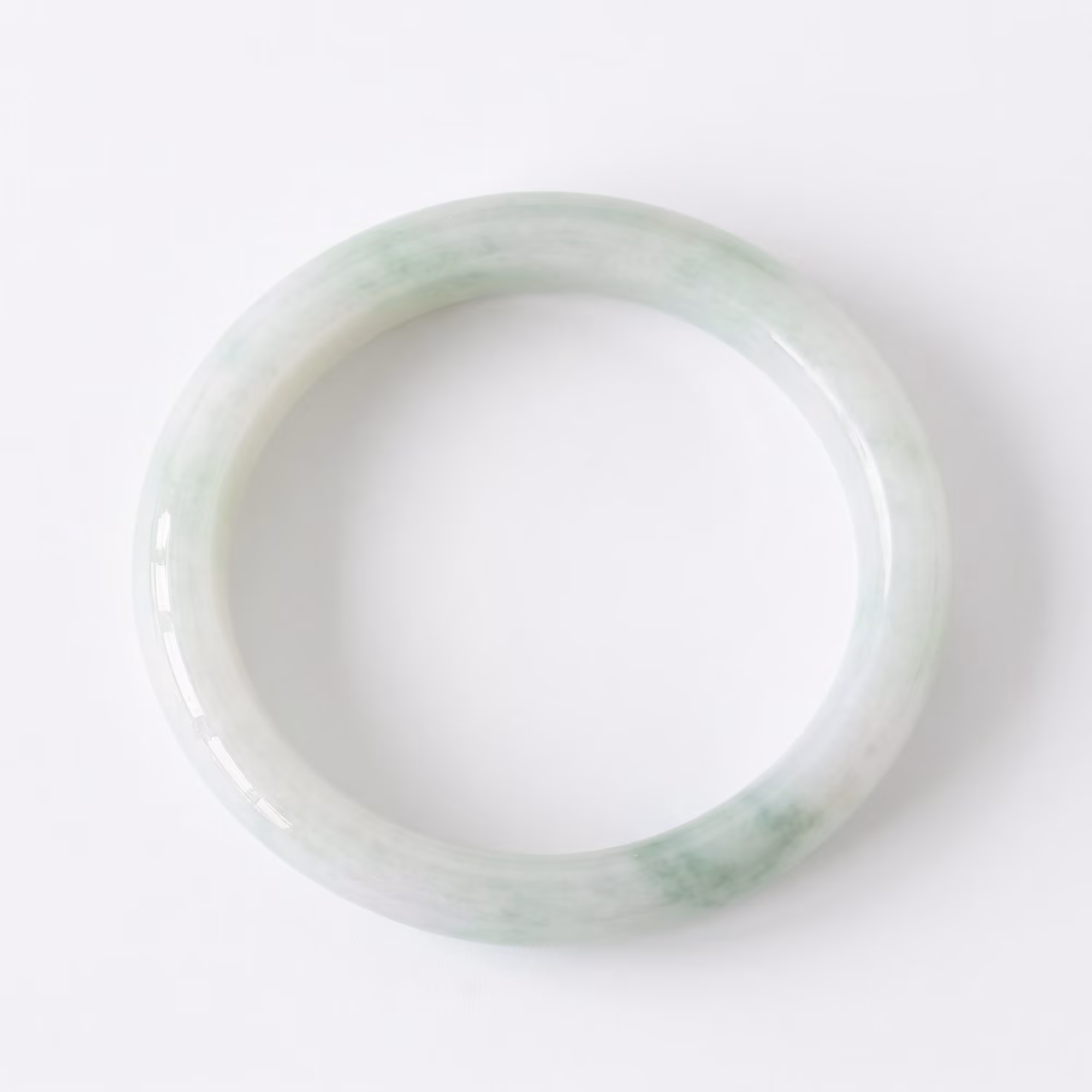 51mm 冰润飘花翡翠圆条手镯 - 经典福镯好运护佑