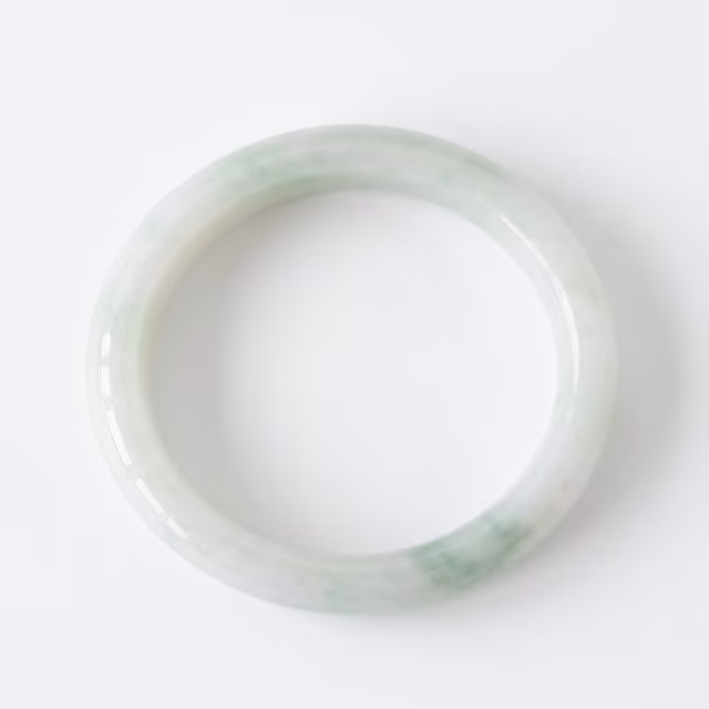 51mm 冰润飘花翡翠圆条手镯 - 经典福镯好运护佑