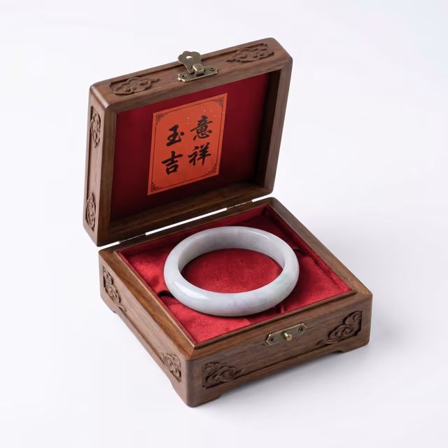 51mm 冰润飘花翡翠圆条手镯 - 经典福镯好运护佑 view 7