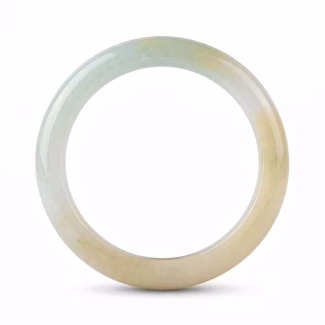 59mm 温润冰种多彩翡翠手镯 - 经典圆条，雅致永恒