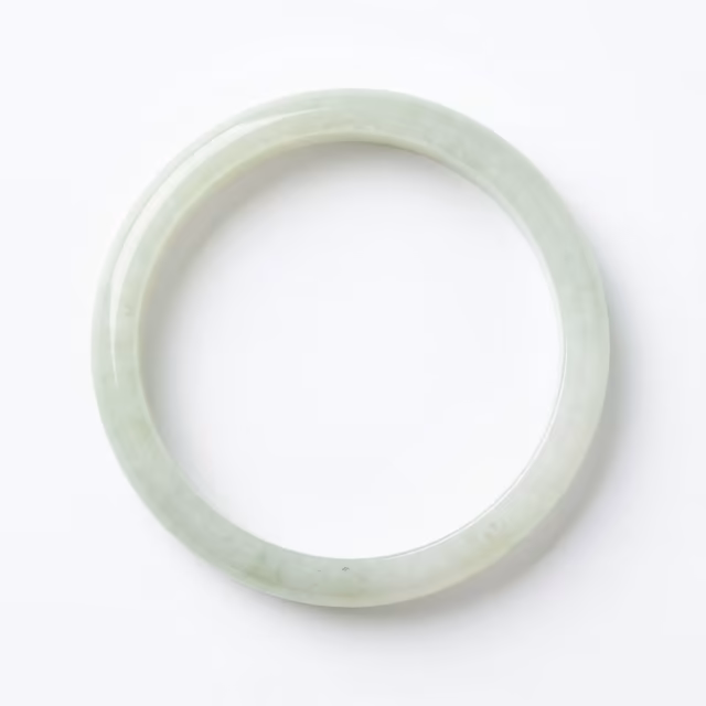 50mm 温润糯冰种淡绿翡翠手镯 - 经典圆条缅甸玉环 view 1