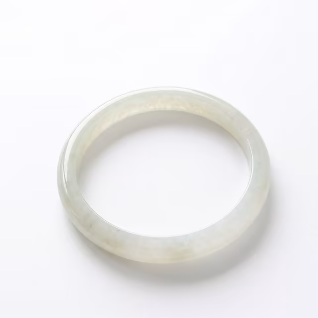 50mm 温润糯冰种淡绿翡翠手镯 - 经典圆条缅甸玉环 view 3