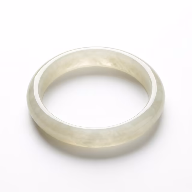 50mm 温润糯冰种淡绿翡翠手镯 - 经典圆条缅甸玉环 view 2
