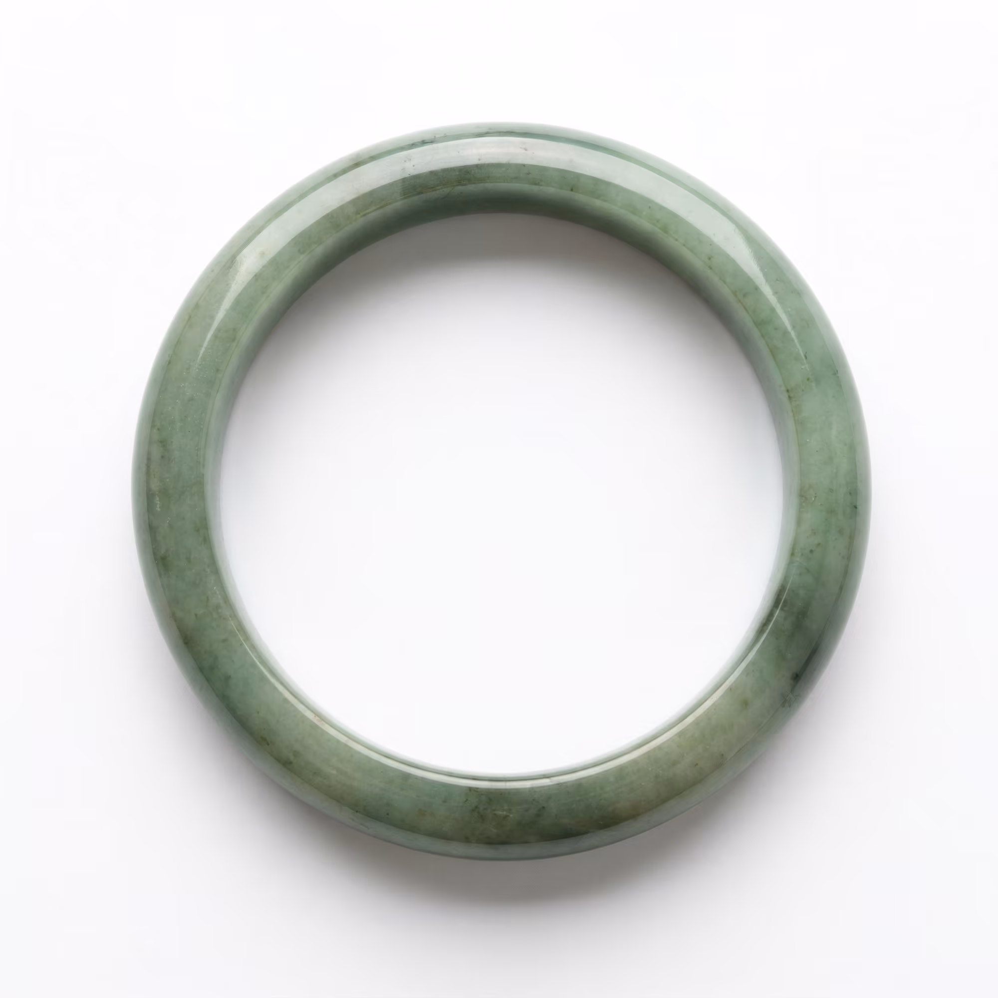 58mm 温润绿飘花翡翠手镯 - 经典圆镯 平安吉祥