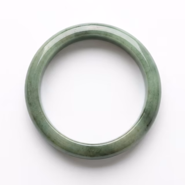 58mm 温润绿飘花翡翠手镯 - 经典圆镯 平安吉祥 view 1