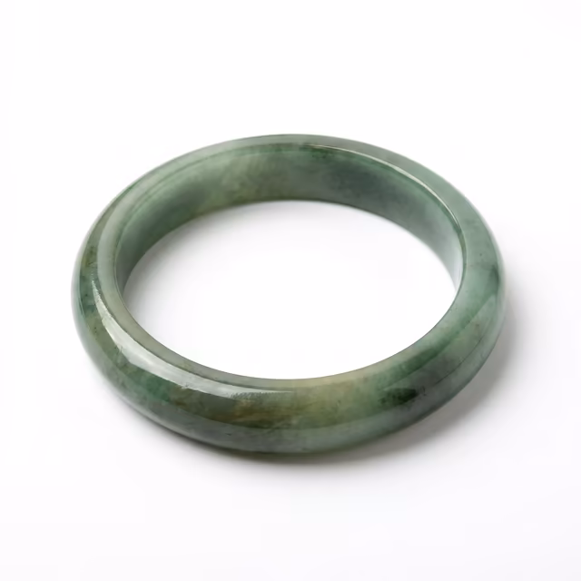 58mm 温润绿飘花翡翠手镯 - 经典圆镯 平安吉祥 view 2
