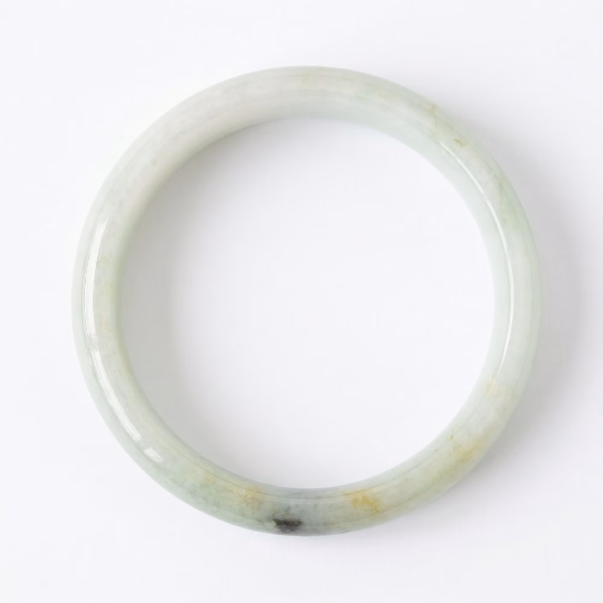 57mm 天然A货翡翠手镯 - 清雅飘花圆条手镯