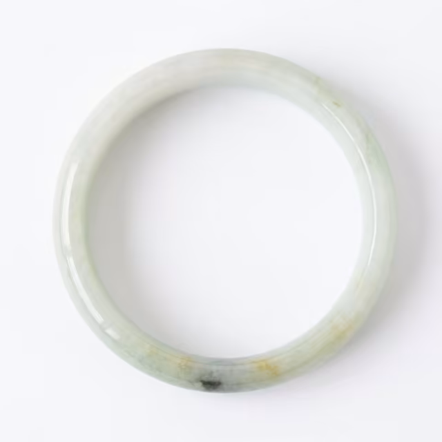 57mm 天然A货翡翠手镯 - 清雅飘花圆条手镯 view 1