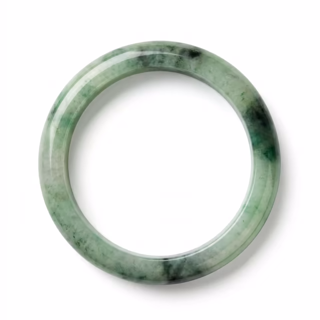 55mm 冰种飘花翡翠圆条手镯 - 翠绿灵动，平安圆满