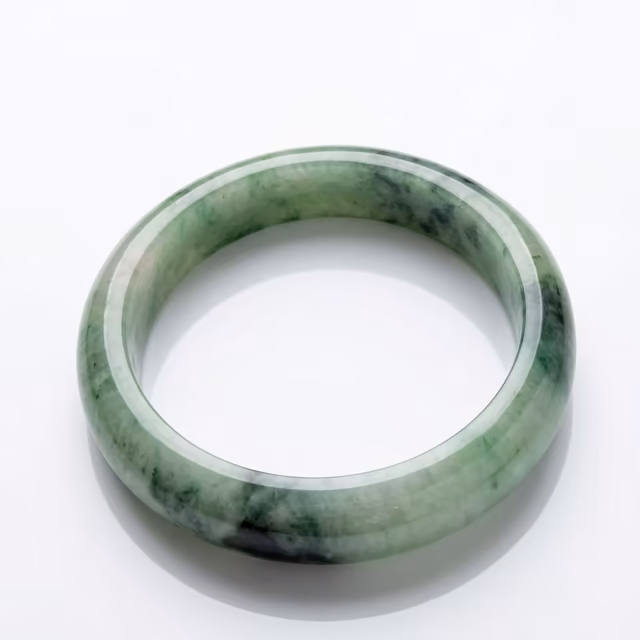 55mm 冰种飘花翡翠圆条手镯 - 翠绿灵动，平安圆满 view 3