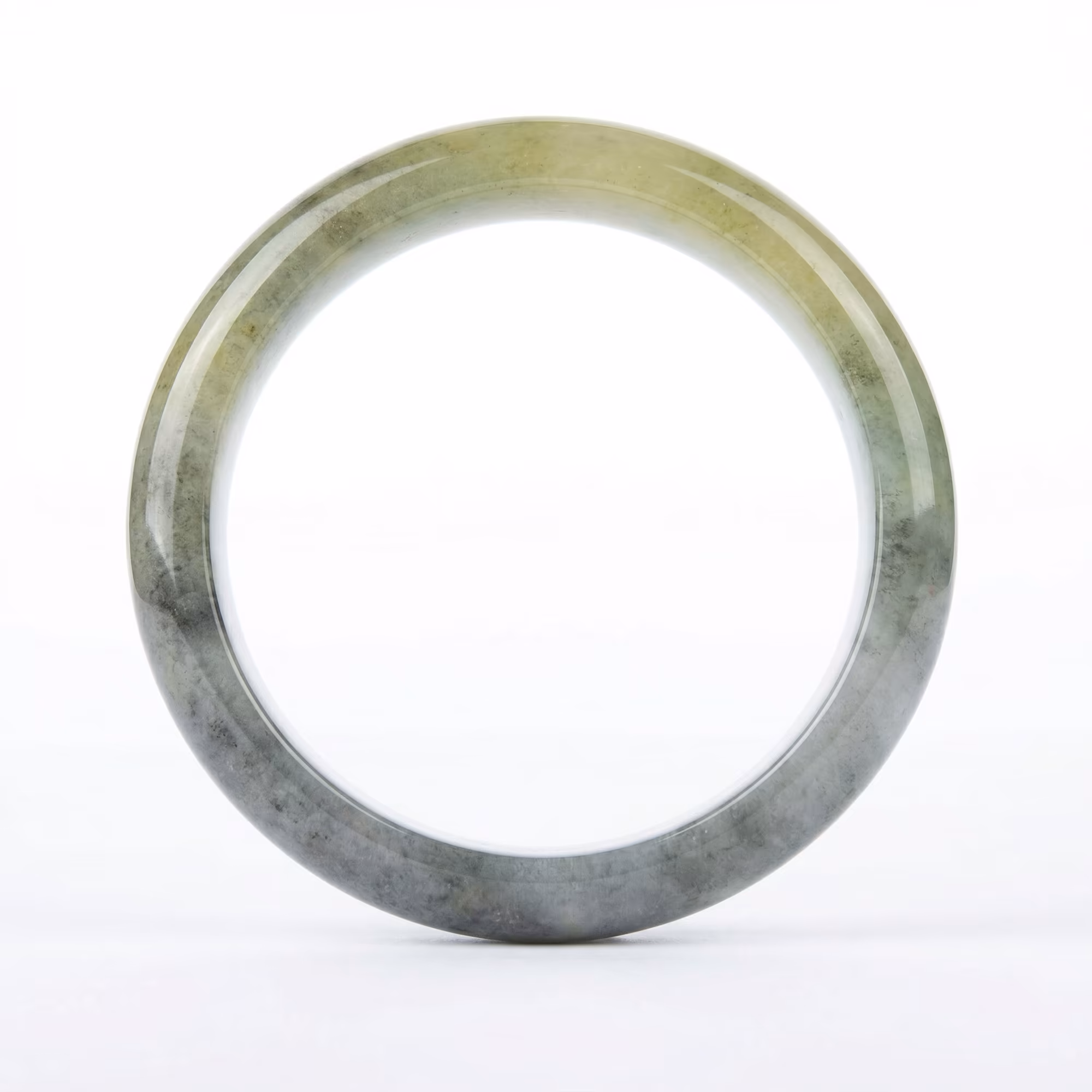 58mm 天然冰种飘花翡翠手镯 - 经典圆润平安镯