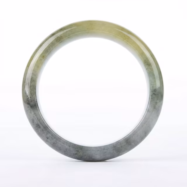 58mm 天然冰种飘花翡翠手镯 - 经典圆润平安镯 view 1