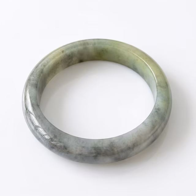 58mm 天然冰种飘花翡翠手镯 - 经典圆润平安镯 view 3