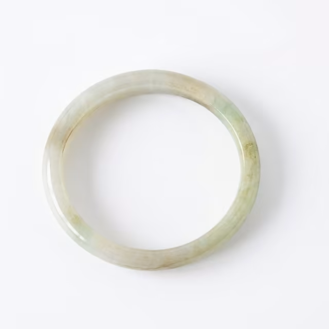 50mm 优雅多色冰润翡翠手镯 - 天然绿白缅甸玉镯