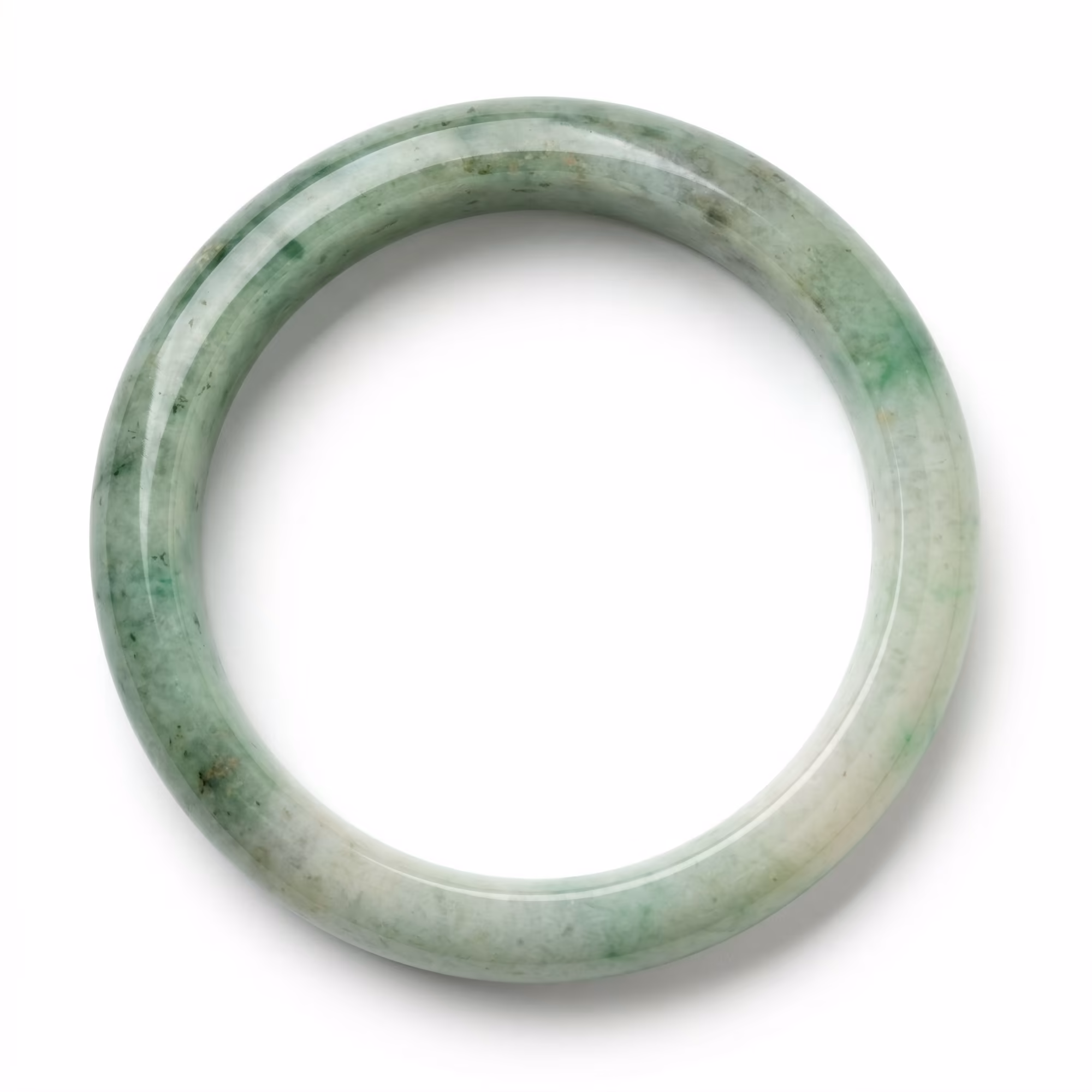 58mm 冰润飘花翡翠手镯 - 缅甸天然A货圆条玉镯