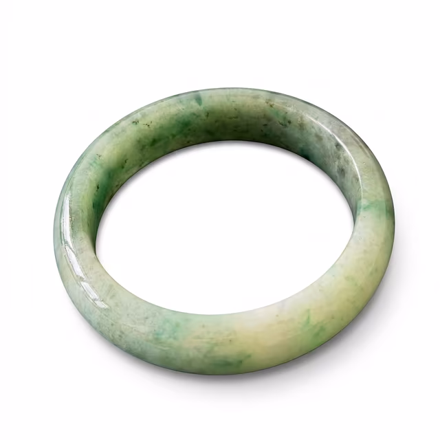 58mm 冰润飘花翡翠手镯 - 缅甸天然A货圆条玉镯 view 2