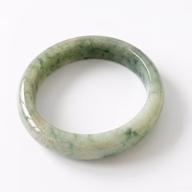 58mm 冰润飘花翡翠手镯 - 缅甸天然A货圆条玉镯 view 3