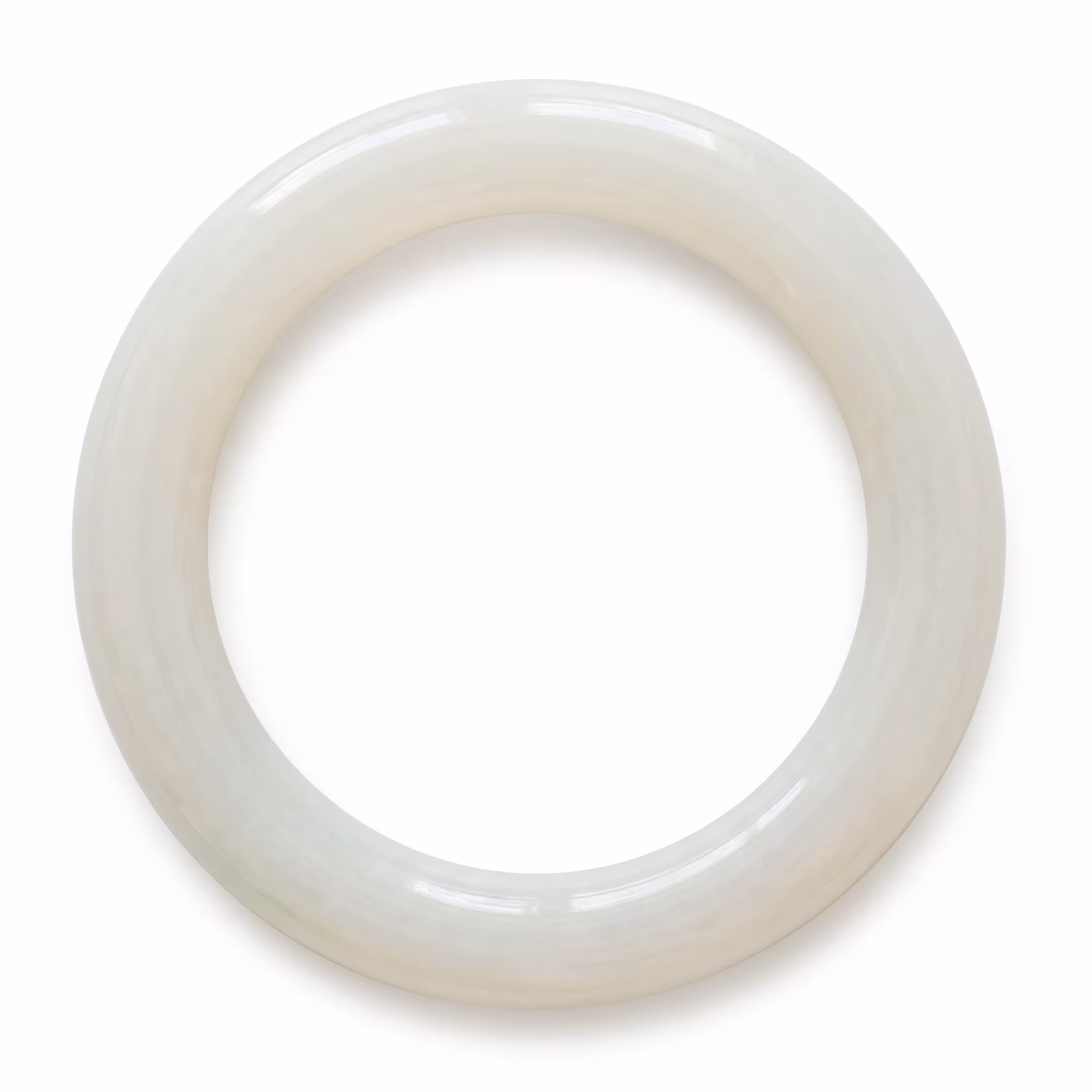 58mm 冰润通透缅甸翡翠手镯 - 经典圆条，温润如玉