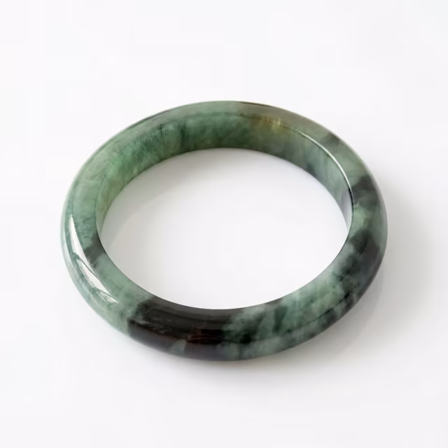 53mm 天然缅甸冰种绿飘花翡翠手镯 - 温润雅致A货玉镯 view 2
