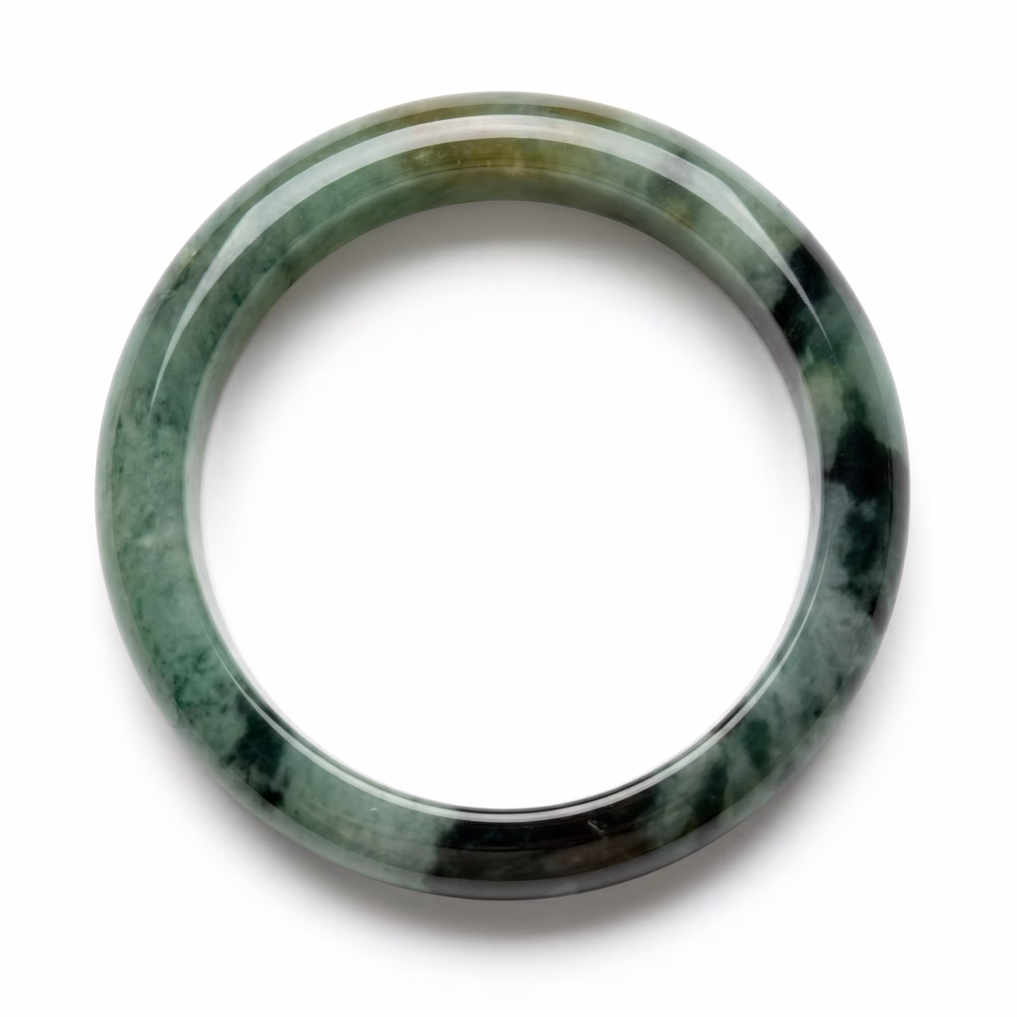 53mm 天然缅甸冰种绿飘花翡翠手镯 - 温润雅致A货玉镯