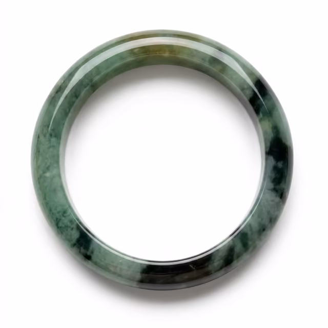 53mm 天然缅甸冰种绿飘花翡翠手镯 - 温润雅致A货玉镯 view 1
