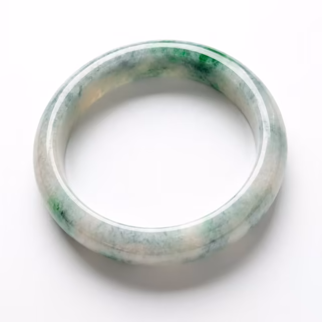 58mm 冰润飘花翡翠手镯 - 缅甸A货，东方韵味经典圆镯 view 2