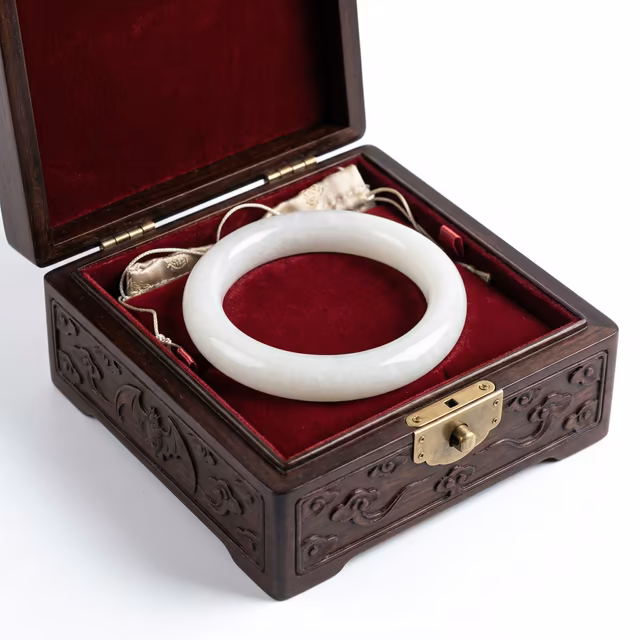 51mm 冰润雅白翡翠手镯 - 圆满经典，温婉守护 view 7