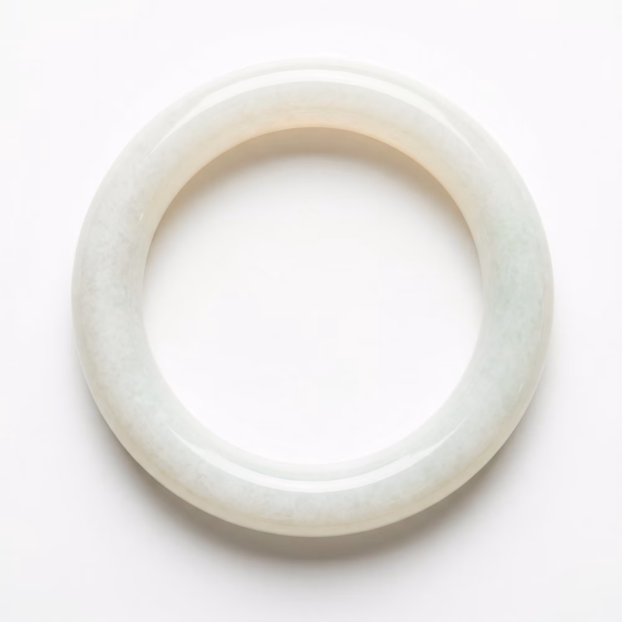 51mm 冰润雅白翡翠手镯 - 圆满经典，温婉守护