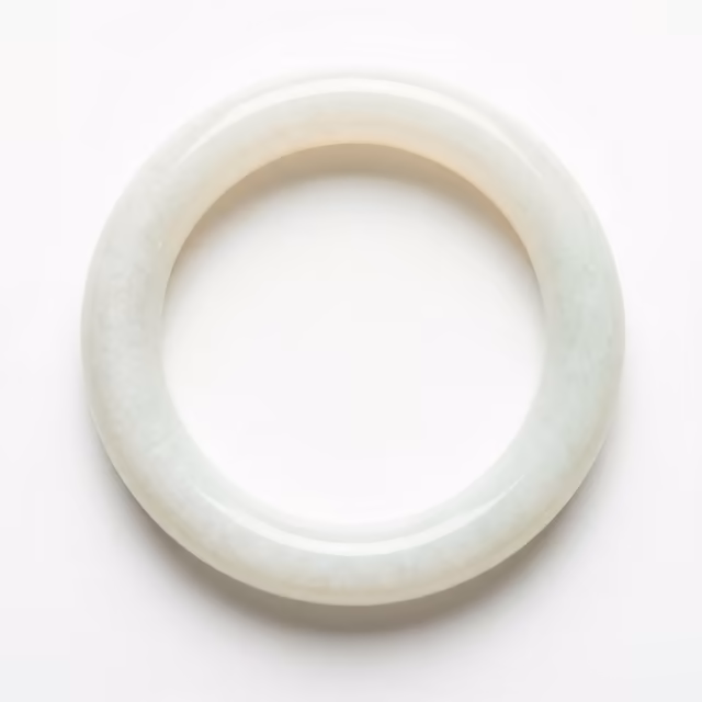 51mm 冰润雅白翡翠手镯 - 圆满经典，温婉守护
