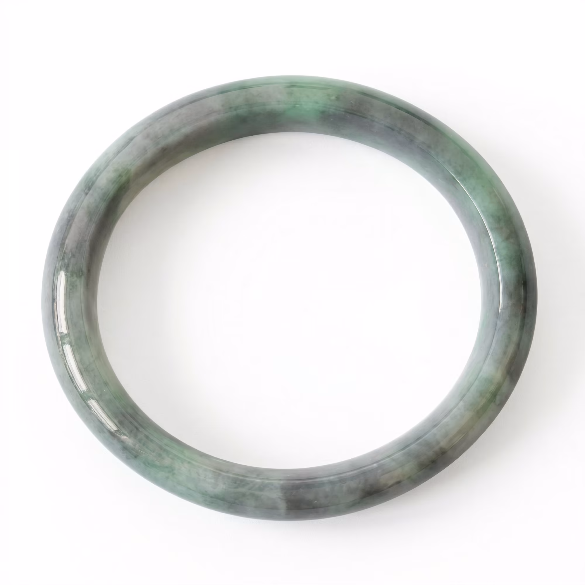 56mm 冰种飘花翡翠圆条手镯 - 典雅翠韵，福泽绵长
