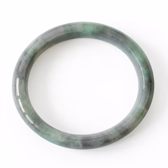 56mm 冰种飘花翡翠圆条手镯 - 典雅翠韵，福泽绵长