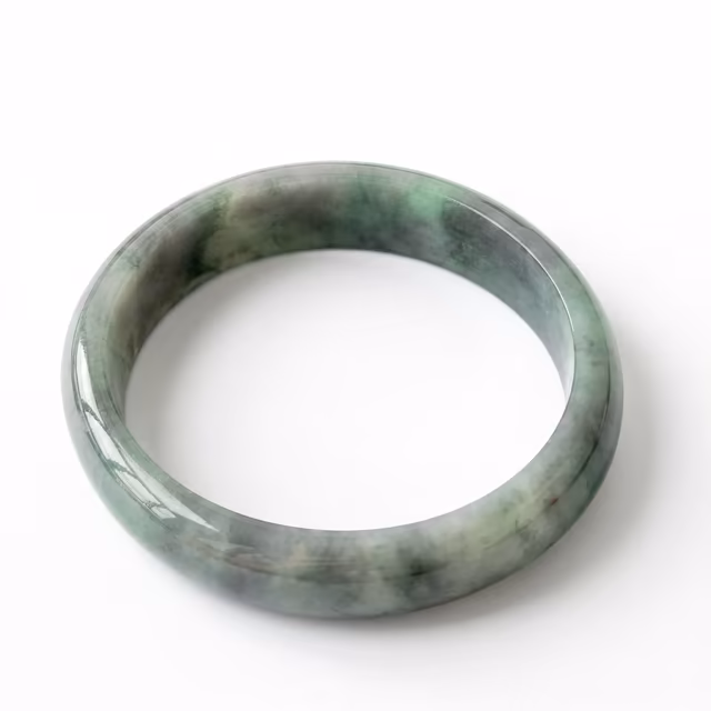 56mm 冰种飘花翡翠圆条手镯 - 典雅翠韵，福泽绵长 view 2