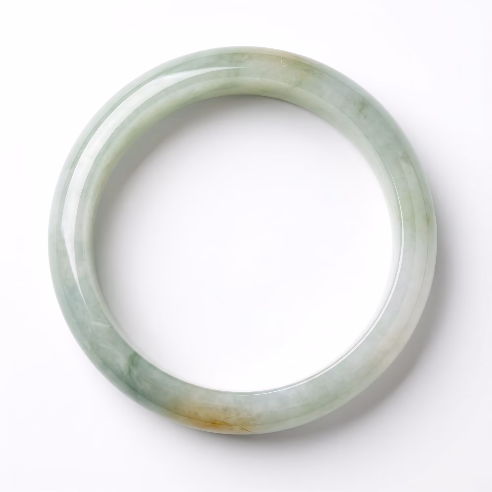 56mm 温润冰糯种翡翠手镯 | 翠色悠然，平安吉祥 (53圈口)