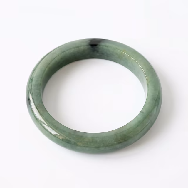 52mm 冰糯种天然翡翠圆条手镯 - 翠色生机 view 2